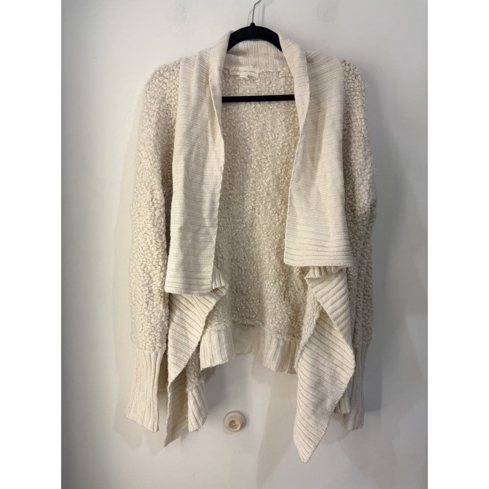 Anthropologie Staring at Stars Boucle Waterfall Cardigan Sweater Cream M